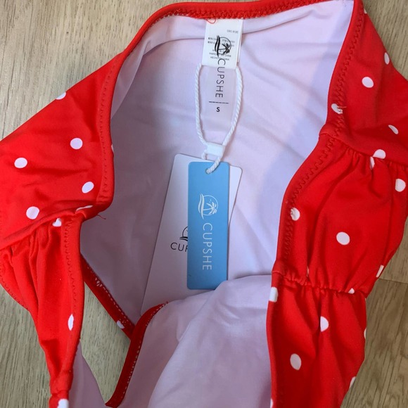 NWT Cupshe Womens Bikini Swimsuit Bottoms Size Small Red White Polka Dot - Picture 5 of 12